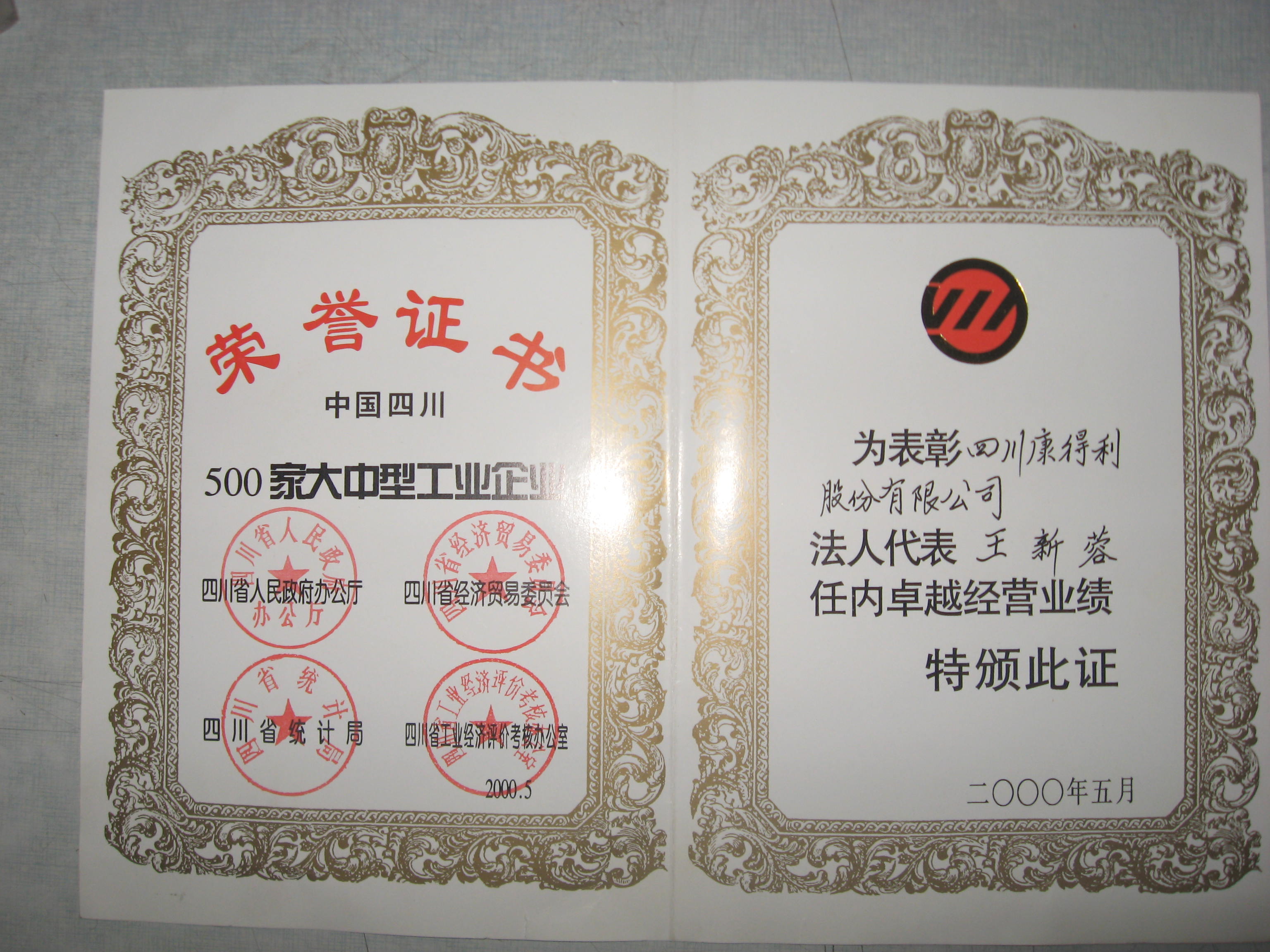 2000董事長卓越經營業(yè)績